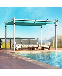 Gouun 12 x 10 ft Outdoor Pergola with Retractable Canopy and Aluminum Frame