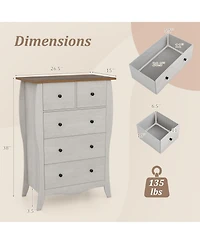 Gouun Closet Storage Organizer with 5 Folding Fabric Drawers and Anti-tipping Kit