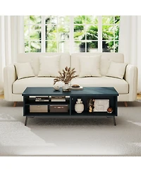 Gouun 47-Inch Mid Century Modern 2-Tier Coffee Table with Storage