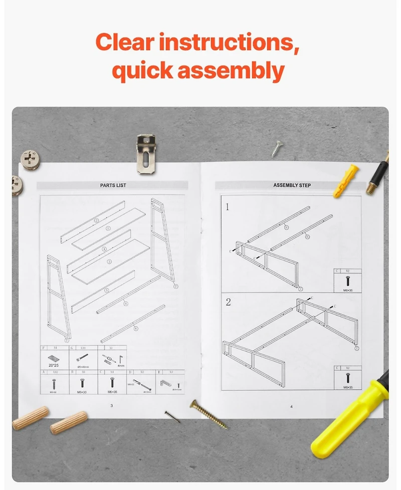 Gouun 2-Tier Desktop Bookshelf Organizer with Anti-Slip Pads, 37.4" x 12.6" x 35.4"