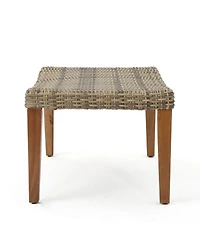 Mondawe Wood & Wicker Outdoor Ottoman