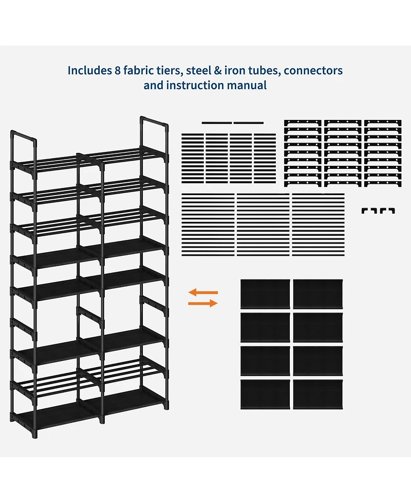 Homfan 10 Tier Shoe Rack with Adjustable Fabric Shelves, Metal Frame, Slim Storage for Entryway and Bedroom