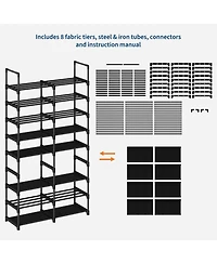 Homfan 10 Tier Shoe Rack with Adjustable Fabric Shelves, Metal Frame, Slim Storage for Entryway and Bedroom