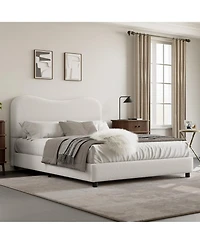 Homfan Soft Upholstered Kids Bed Frame with Headboard, Low Profile Platform, Strong Wooden Slats, Noise-Free, No Box Spring Needed