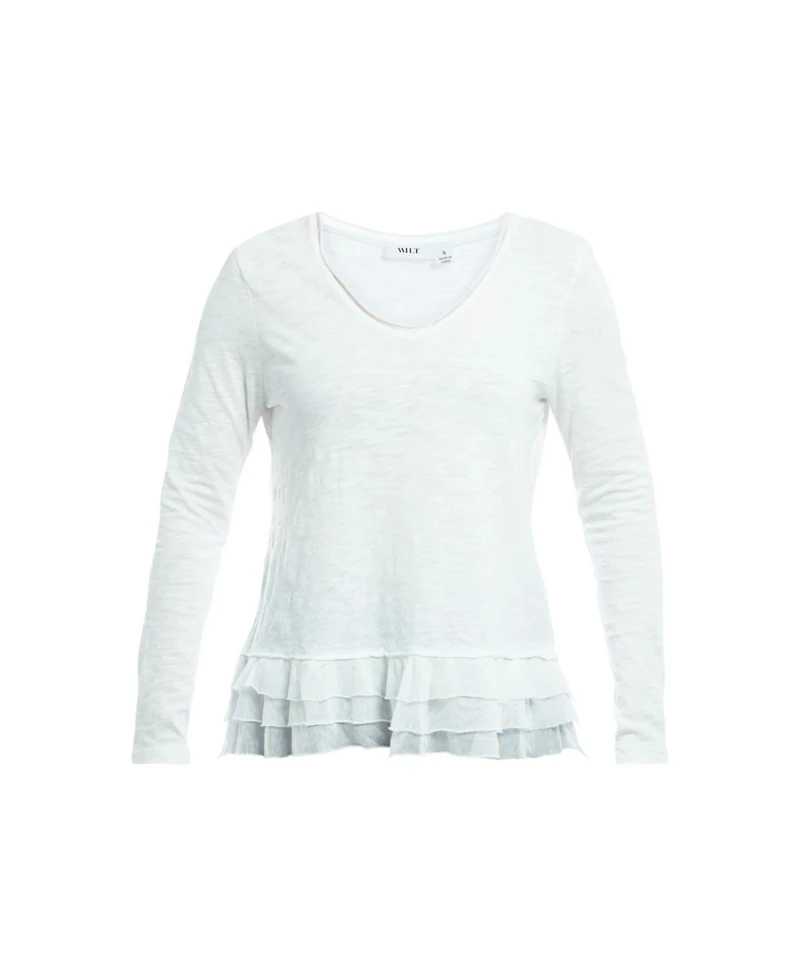 Wilt Clothing Women's V-Neck Mixed Media Long Sleeve