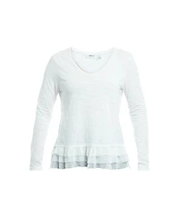 Wilt Clothing Women's V-Neck Mixed Media Long Sleeve