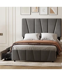 Homfan Bed Frame with Adjustable Headboard