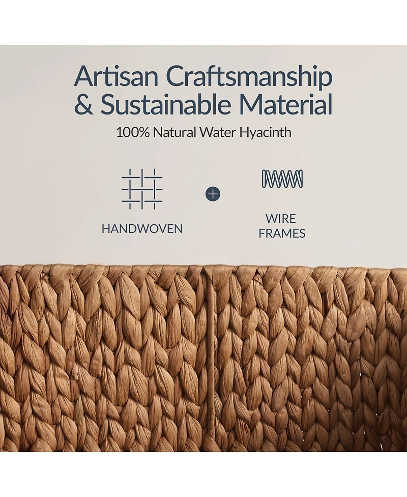 Best Choice Products Hyacinth Angled Pantry Storage Baskets W/ Handles, Chalkboard and Marker (Set of 3)