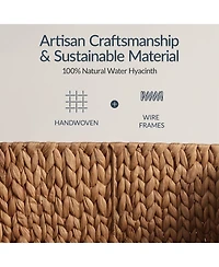 Best Choice Products Hyacinth Angled Pantry Storage Baskets W/ Handles, Chalkboard and Marker (Set of 3)