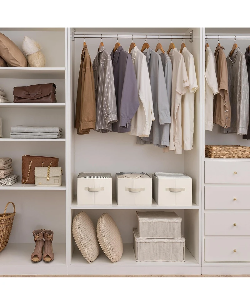 Gnuadz 3 Piece Fabric Closet Organizer Storage Bin Foldable Shelf Basket