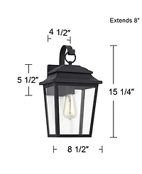 John Timberland Bellis Verde Modern Outdoor Wall Light Fixtures Set of 2 Textured Black Lantern Frame 15 1/4" Clear Glass for Post Exterior