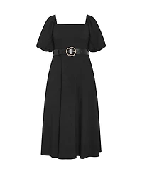 City Chic Women's Collins Puff Sleeve Belted Maxi Dress