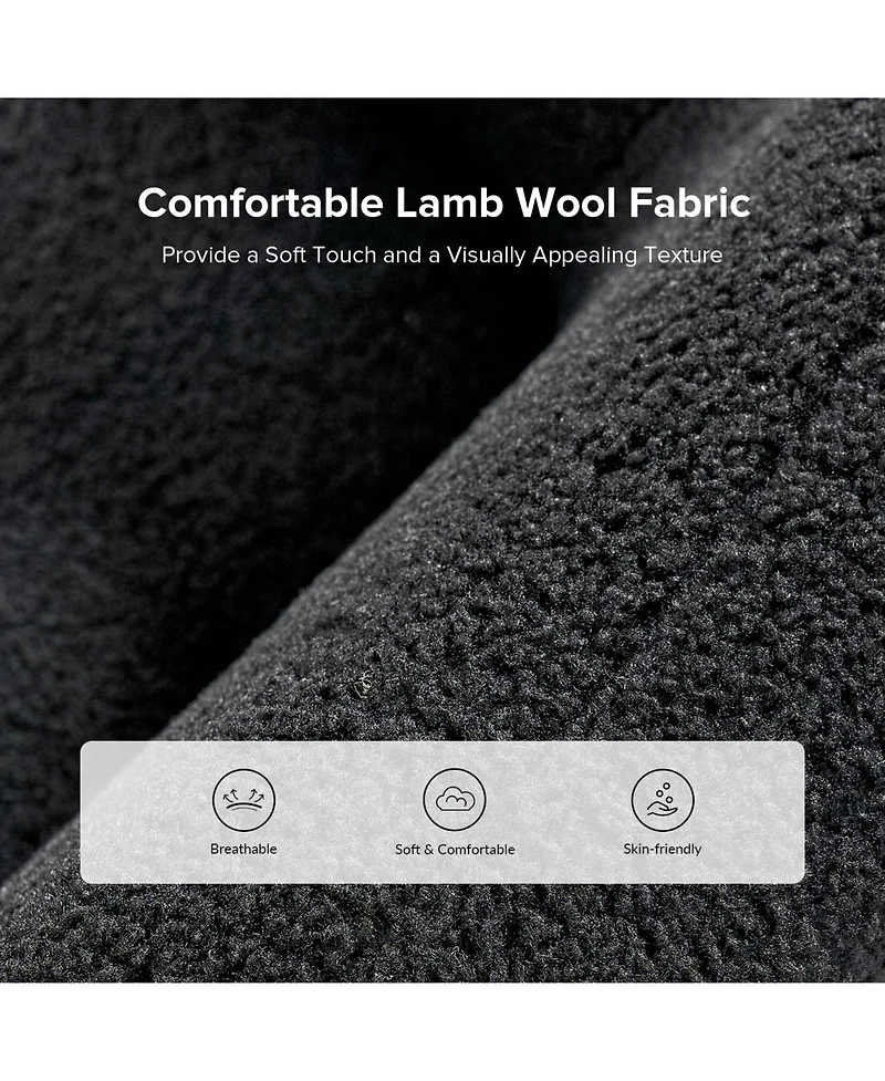 Berken 35'' Wide Lamb Wool Upholstered Teddy Armchair with Solid Wood Legs