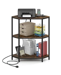 Gouun Corner Printer Stand 3-Tier with Charging Station