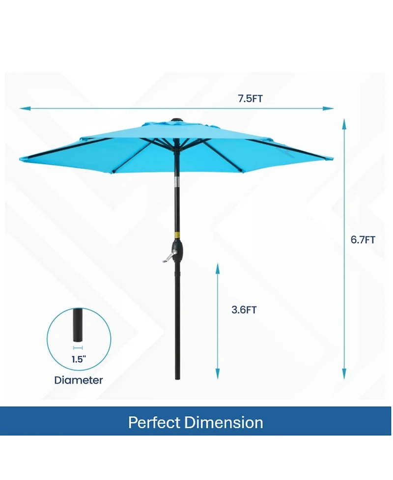 Mondawe 7.5 Ft Market Patio Umbrella with Crank & 45degree(s) Tilt (No Base)