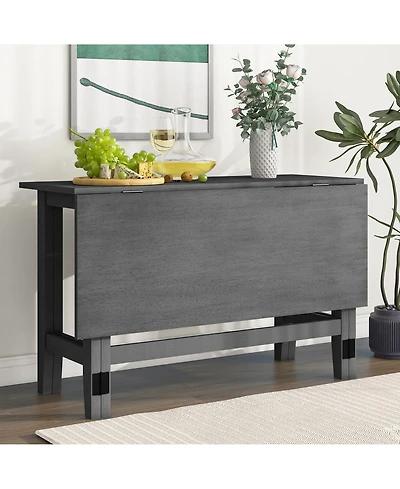 Rainsken Extendable Dining Table, Farmhouse Wood Folding Drop Leaf Kitchen Dining Table, Space-Saving for Living Room