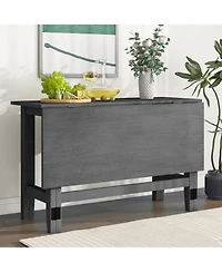 Rainsken Extendable Dining Table, Farmhouse Wood Folding Drop Leaf Kitchen Dining Table, Space-Saving for Living Room