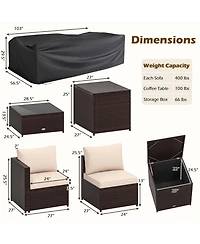 Gymax 8 Pcs Wicker Patio Furniture Set Rattan Sectional Sofa Set w/ Cushions