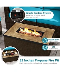 Sugift 7 Piece Outdoor Furniture Set with Fire Pit Table and Propane Tank Cover