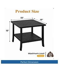 Mondawe 19" Square Metal Outdoor Side Table, 2-Tier Patio End Table