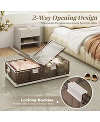 Gouun 2-Pack Under-Bed Rolling Storage Containers with 44 lbs Capacity and Folding Design