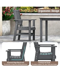 Sugifit 7-Piece Outdoor Dining Table Set for 6 People 67 in Hdpe Patio Rectangle Table and 6 Armchairs