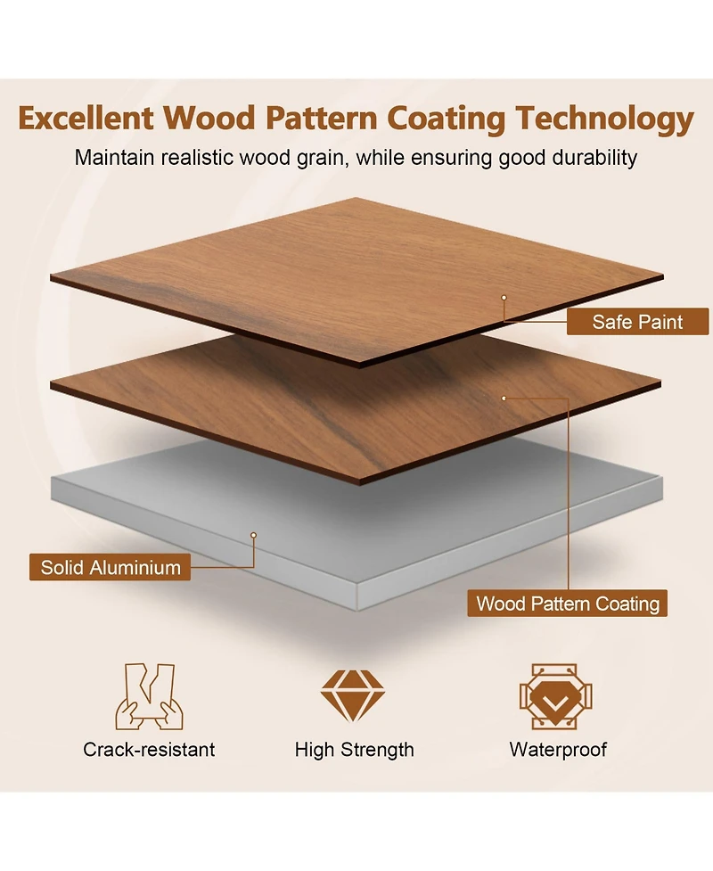 Sugift Lightweight Aluminum Camping Table with Wood Grain Top