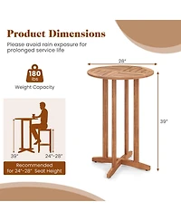 Sugift 39 in Outdoor Acacia Wood Bar Table with Slatted Top