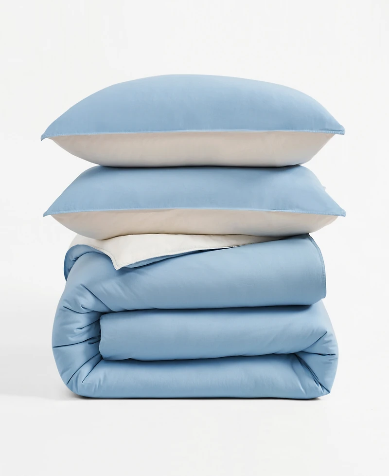 Dkny Reversible Vintage Washed Cotton 3-Pc. Duvet Set