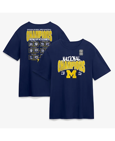 Fanatics Men's Navy Michigan Wolverines 2026 Ncaa Basketball National Champions Schedule T-Shirt