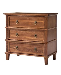 Hulala Home Allisa 28"W 3-Drawer Solid Wood End Table with Built-in Charging Station