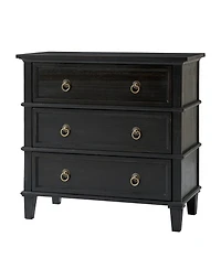 Hulala Home Allisa 28"W 3-Drawer Solid Wood End Table with Built-in Charging Station