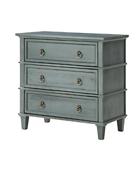 Hulala Home Allisa 28"W 3-Drawer Solid Wood End Table with Built-in Charging Station