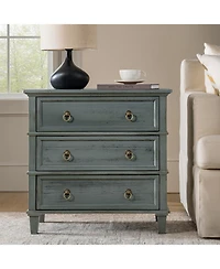 Hulala Home Allisa 28"W 3-Drawer Solid Wood End Table with Built-in Charging Station