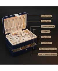 Yigii Double Layers Pu Leather Jewelry Travel Organizer Case for Women Gift