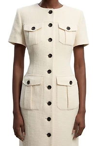 Karen Millen Women's Textured Tweed Tailored Midi Dress