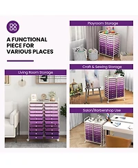 Gouun 20-Drawer Rolling Studio Organizer Cart with Transparent Drawers
