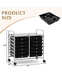 Gouun Steel-Frame 12-Drawer Rolling Organizer with Locking Casters for Home and Office