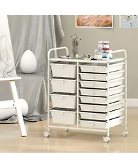 Gouun 12-Drawer Utility Rolling Cart with Baked Metal Frame and Mixed Drawer Sizes