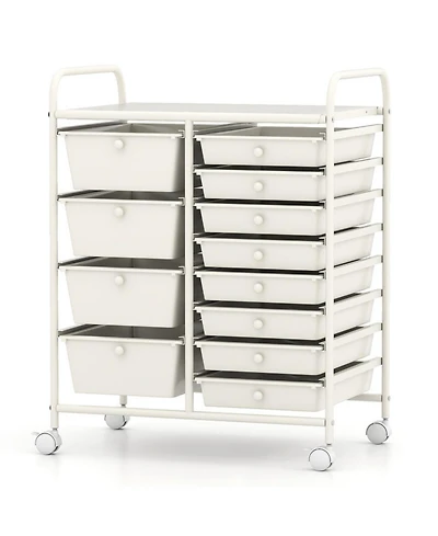 Gouun 12-Drawer Utility Rolling Cart with Baked Metal Frame and Mixed Drawer Sizes