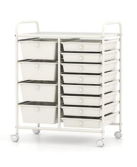 Gouun 12-Drawer Utility Rolling Cart with Baked Metal Frame and Mixed Drawer Sizes