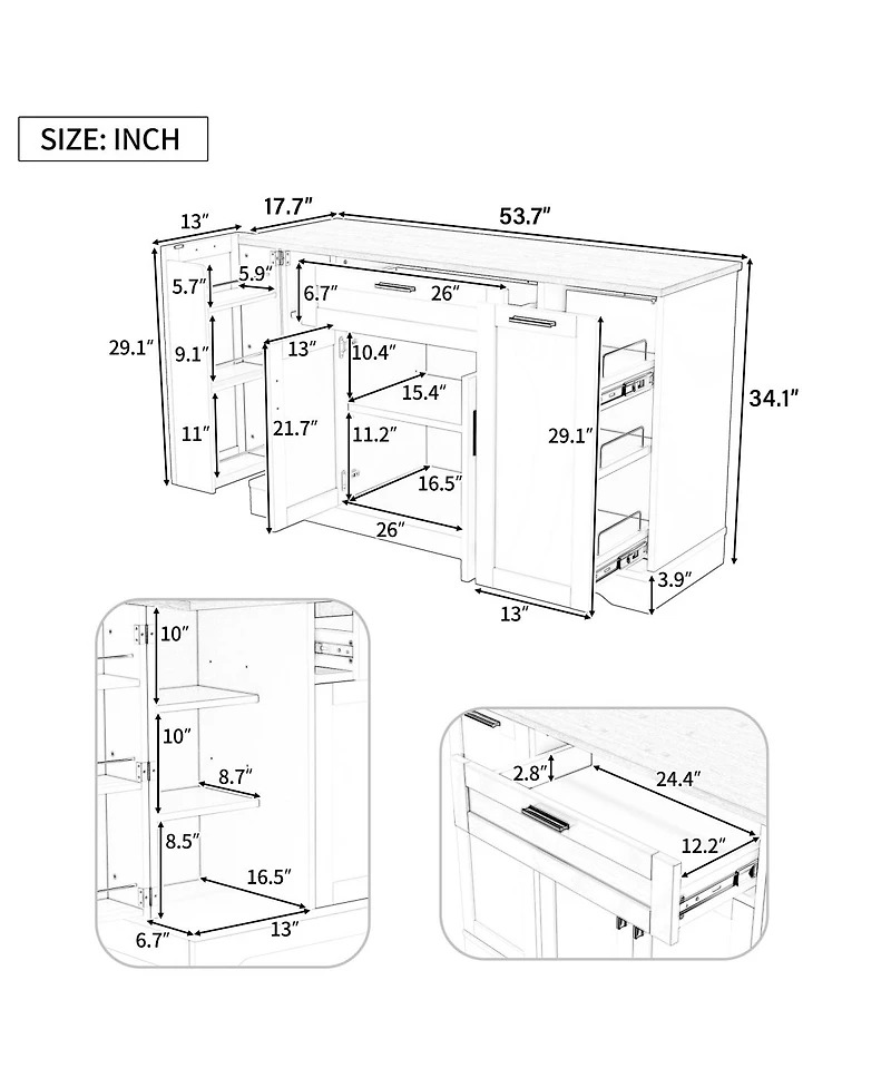 Streamdale Furniture Storage Sideboard Extendable Dining Table