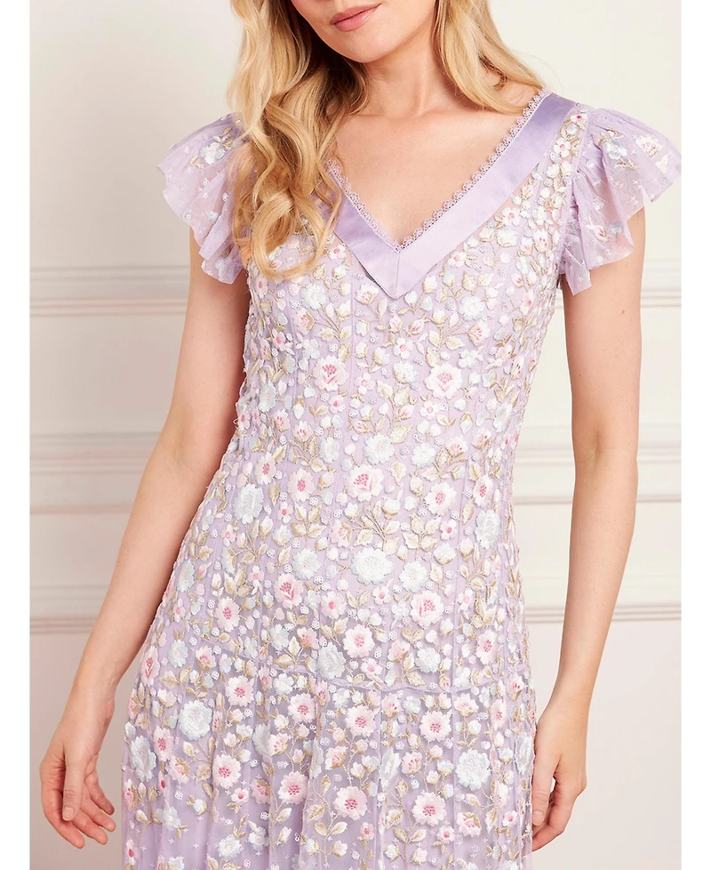 Needle & Thread Women's Ethereal Blooms Short Sleeve Ankle Gown