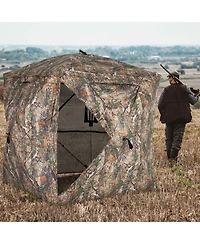 Gouun 270-Degree See-Through Pop Up Hunting Blind Tent with Silent Magnetic Door and Carry Bag