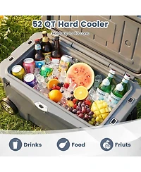 Gouun 52-Quart Portable Hard Cooler with 6-Day Ice Retention, Heavy-Duty Wheels and Extended Handle
