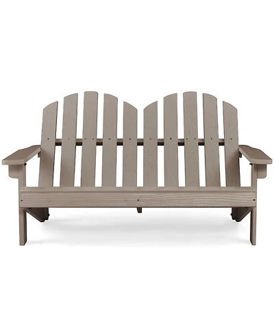 Sugift Two Person Fir Wood Adirondack Chair with High Backrest