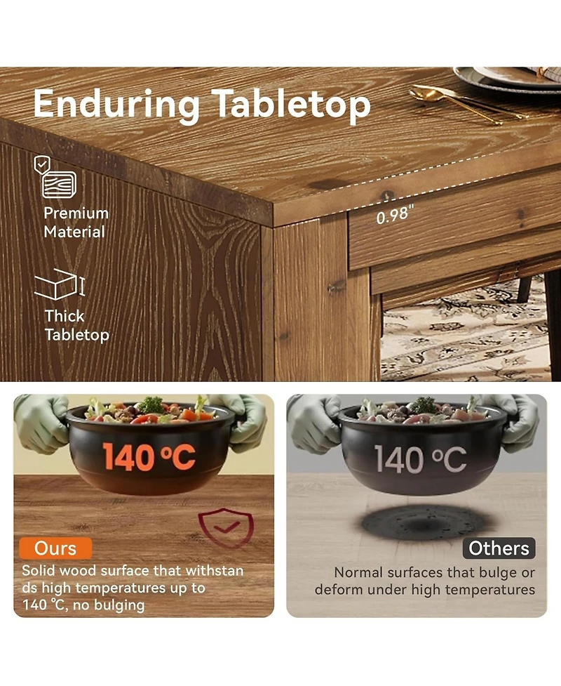 Tribesigns Solid Wood Dining Table for 6-10, 79" Extra Rectangular Kitchen Table, Farmhouse Dinner Table