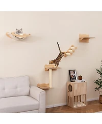 Cozito Cat Wall Furniture Set of 4 with Hammock and Perch