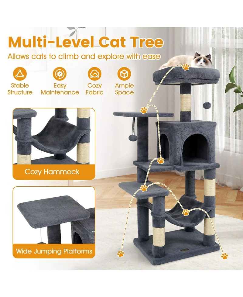 Cozito Cat Tower Multi-Level with 2-Door Condo and Padded