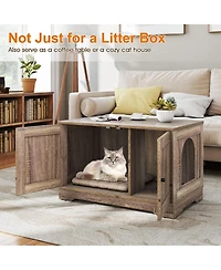 Cozito Cat Litter Box Enclosure 31.5 in Wooden End Side Table
